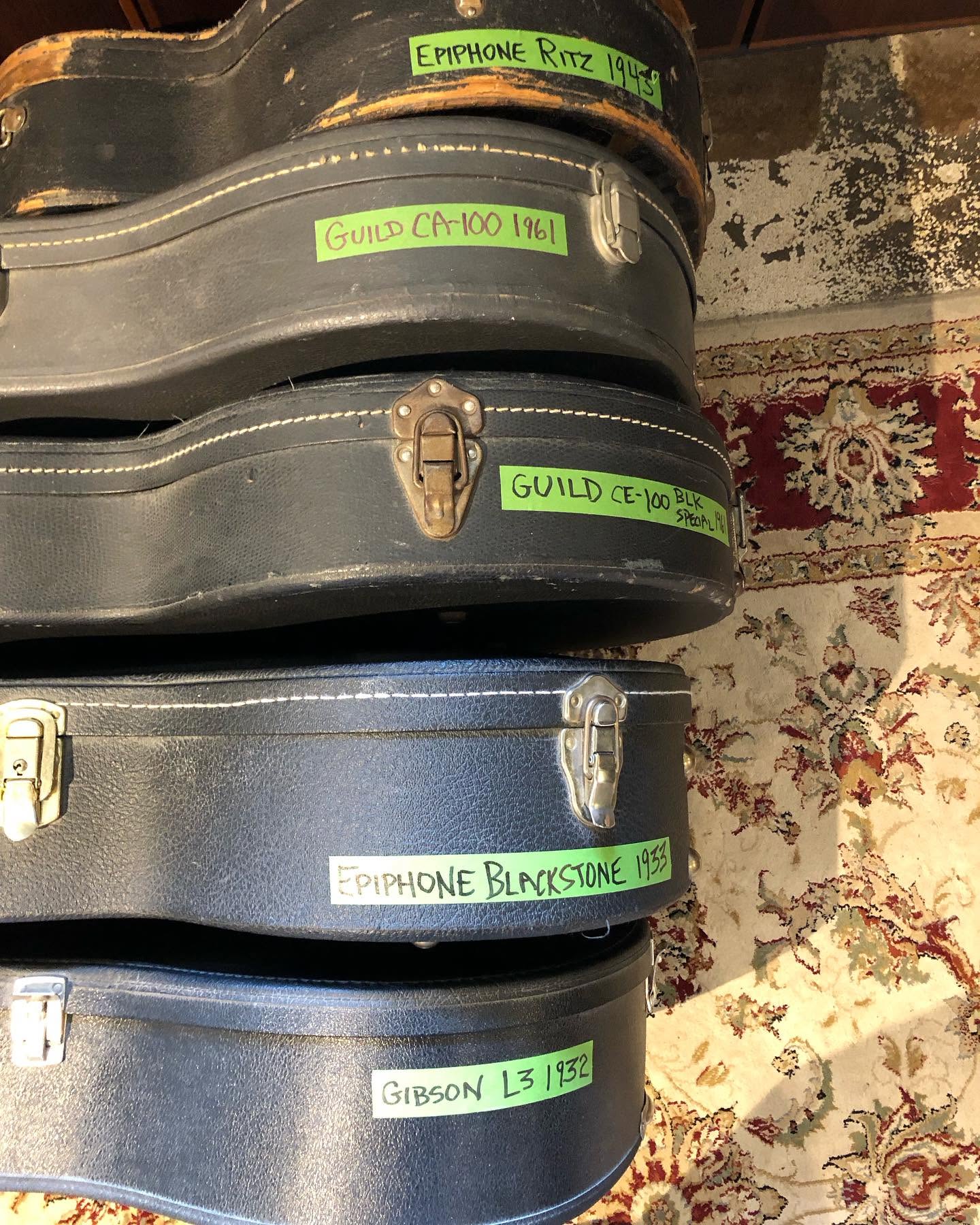 cases from vintage guitar collection at AcousticMusic.Org in Chester, Connecticut