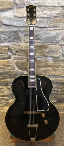 Vintage 1952 Gibson ES-150 archtop electric guitar with black finish and original hardware at AcousticMusic.Org